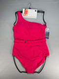 Loft Asymmetrical Textured Belted One-Piece Swimsuit Women's 2XL Pink Sleeveless
