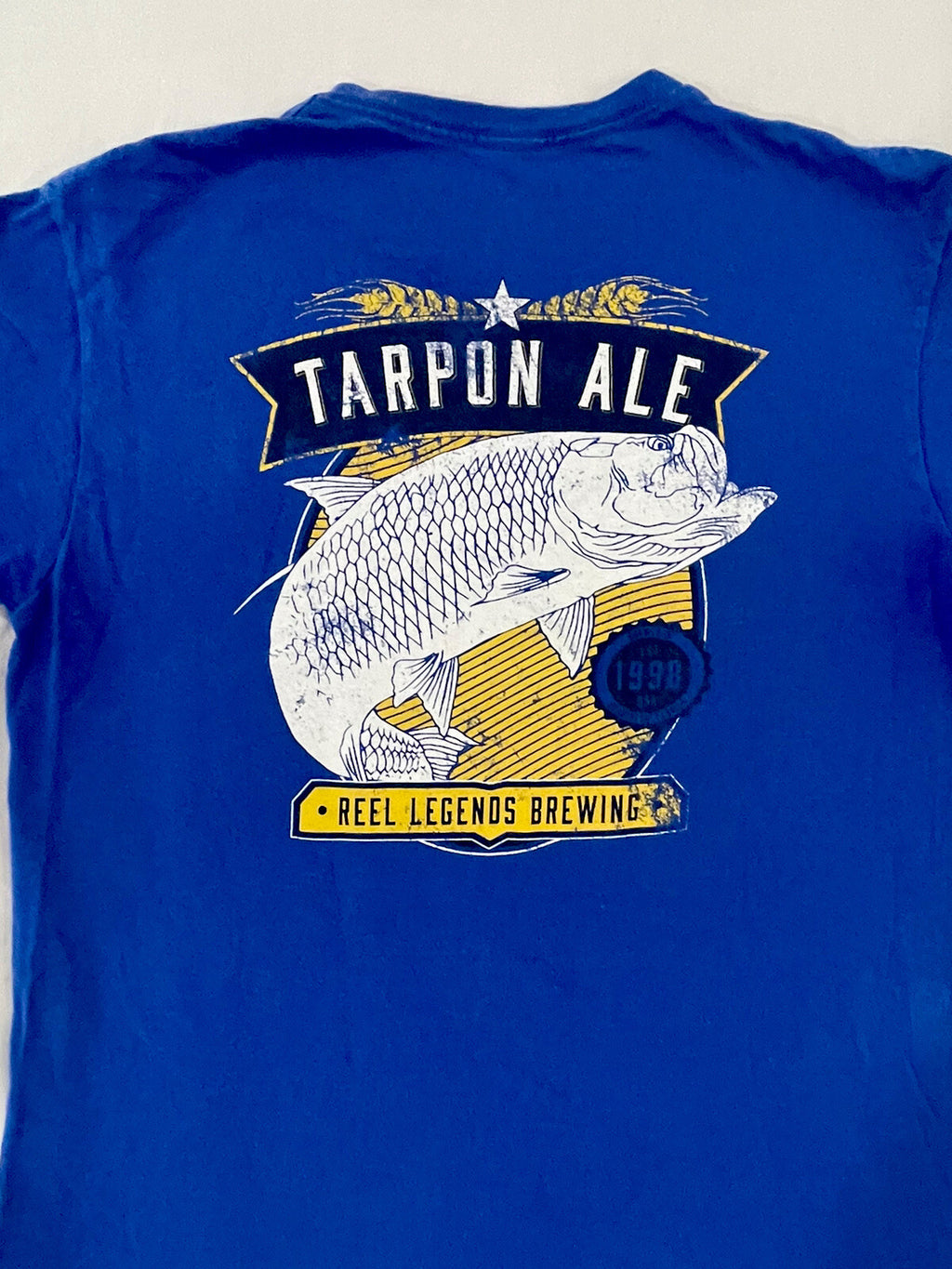 Reel Legends T Shirt Short Sleeve Mens Size M Medium Blue Tarpon Ale Logo B1