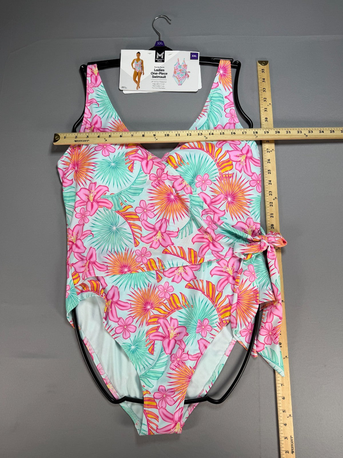 Member's Mark Adjustable Strap One-Piece Swimsuit Women's 2XL Multicolor Floral