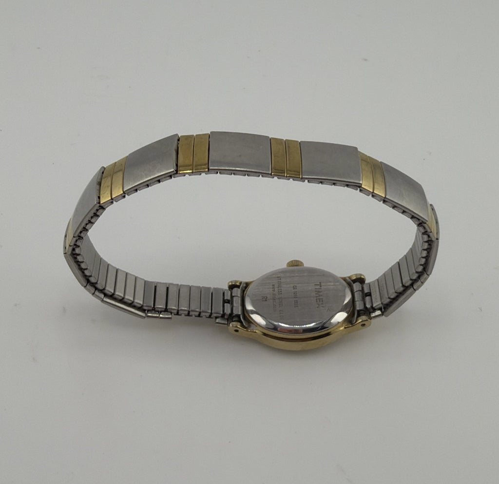 Timex Cavatina Watch Women 18mm Gold Tone Oval Dial Stretch Band New Battery
