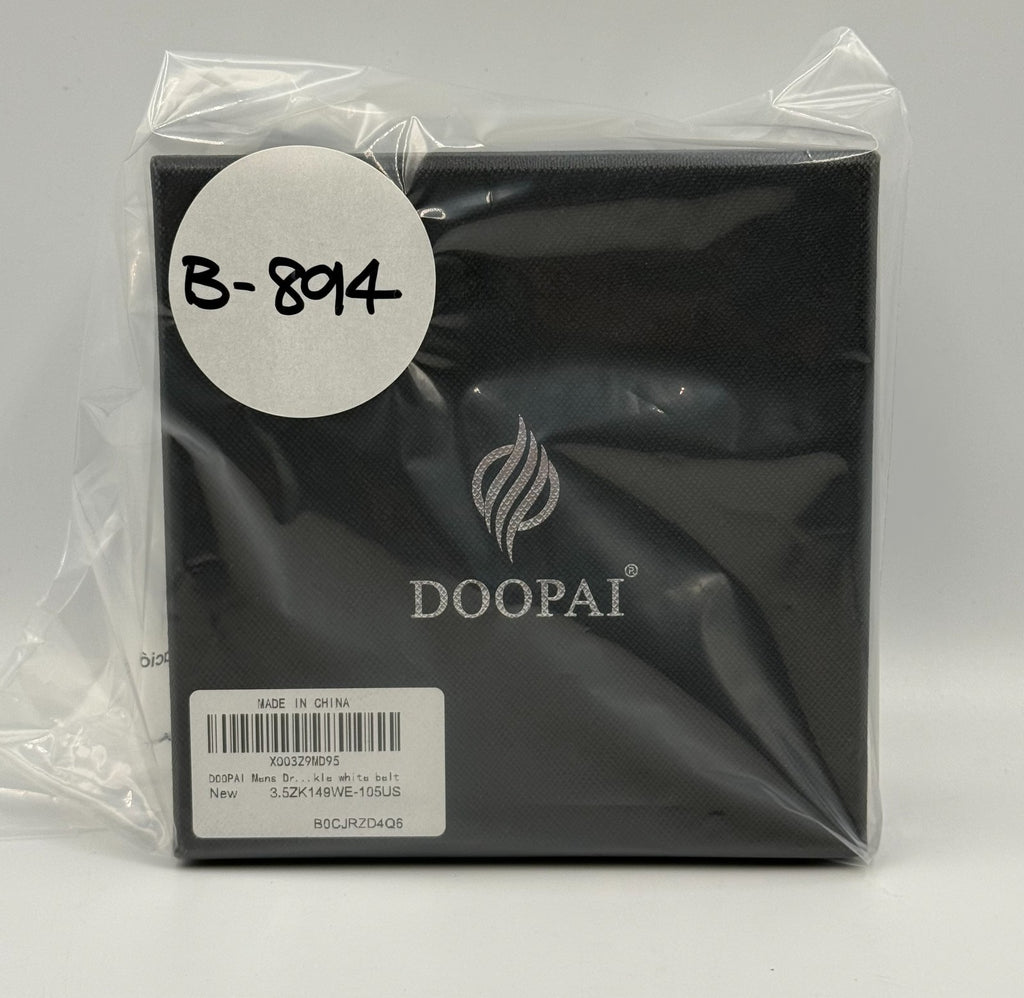 DOOPAI Genuine Leather Dress Belt Men's 41 White Single Prong Adjustable w/ Box