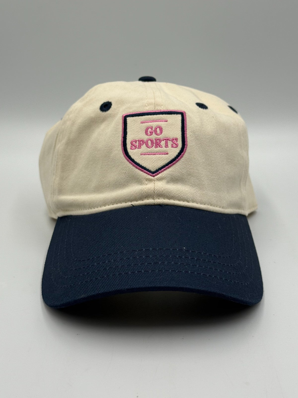 Frasier Sterling Go Sports Strapback Hat Cream Navy Adjustable Baseball Cap