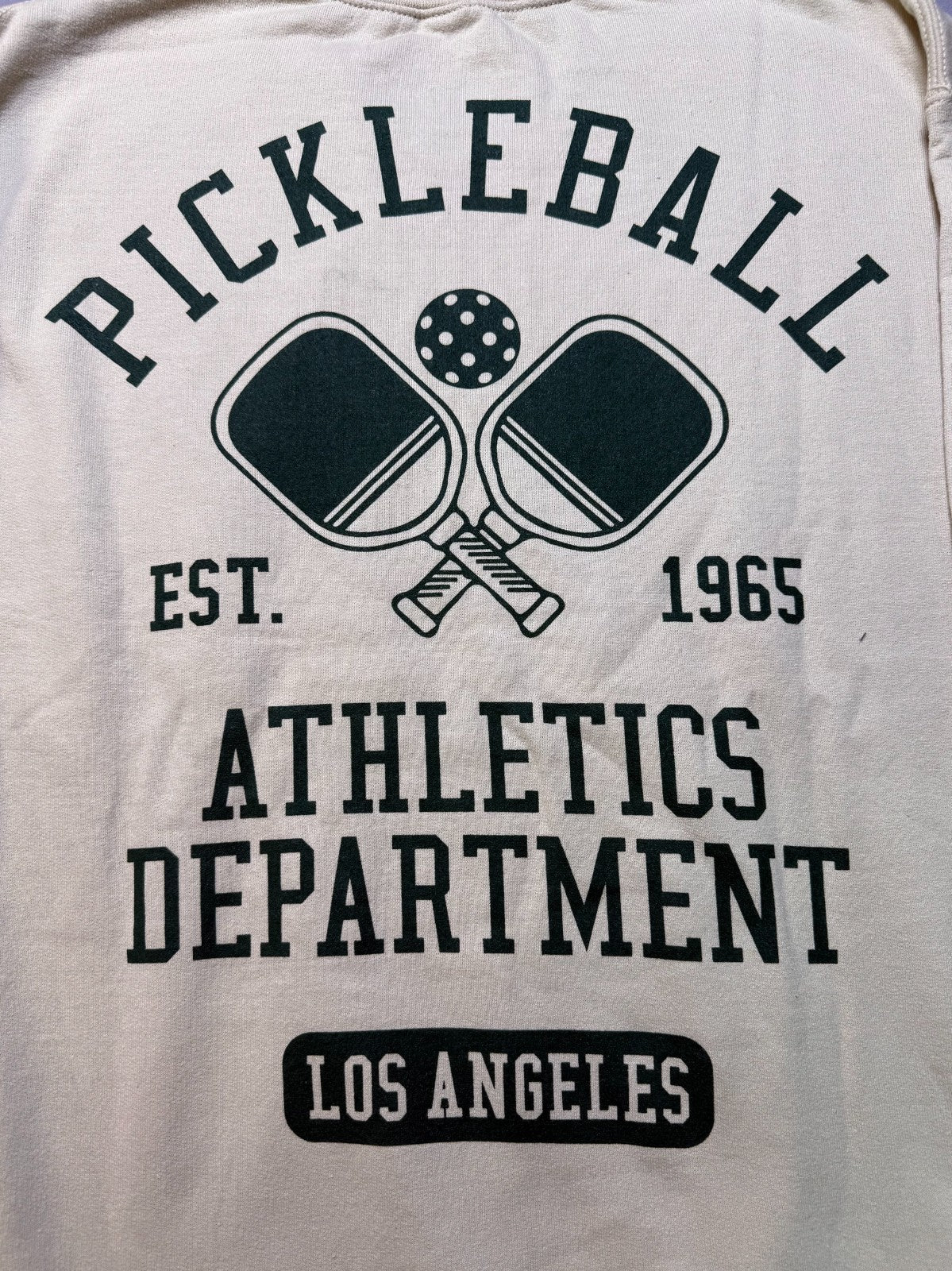 NWOT Strange Daze Los Angeles Pickleball Pullover Sweatshirt Men's Medium Beige