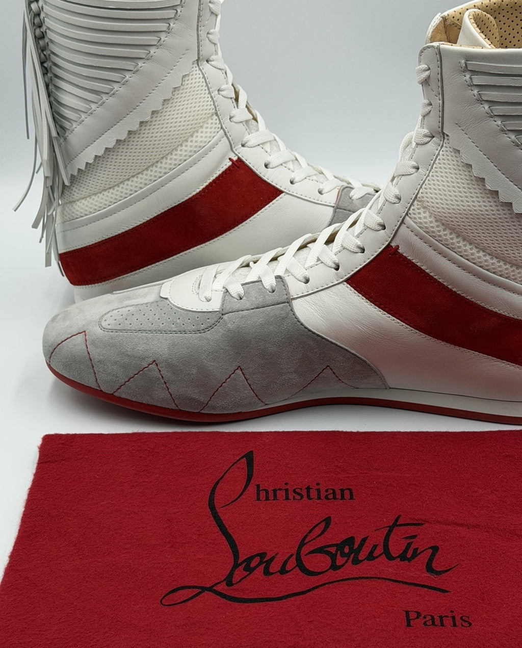 AUTHENTIC CHRISTIAN LOUBOUTIN Suede Knock-Out Boxing Sneakers (44 EU; 11 US)