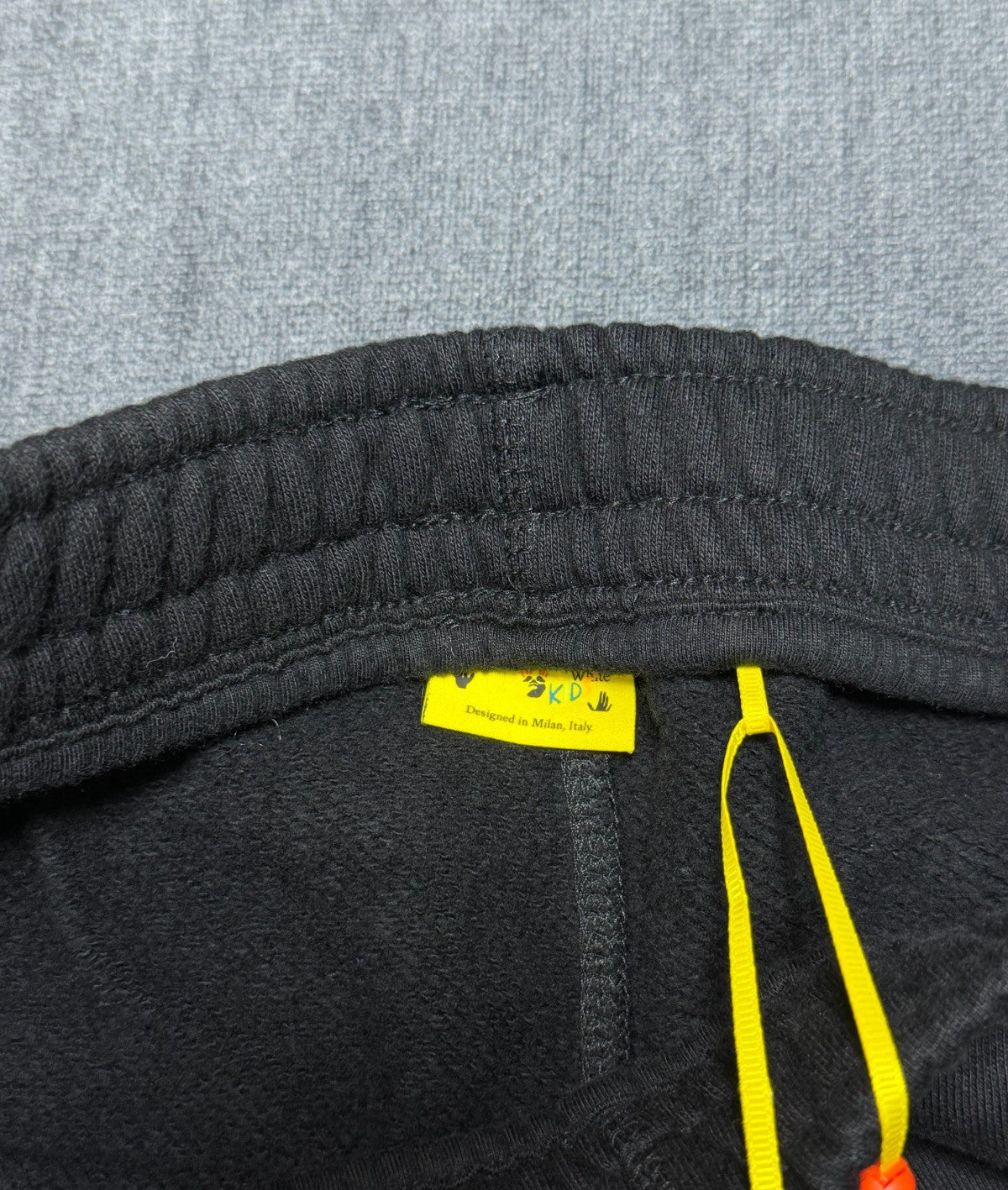 Off-White Stamp Plain Sweatpants Black Kids 12 Black Slash Pockets 100% Cotton