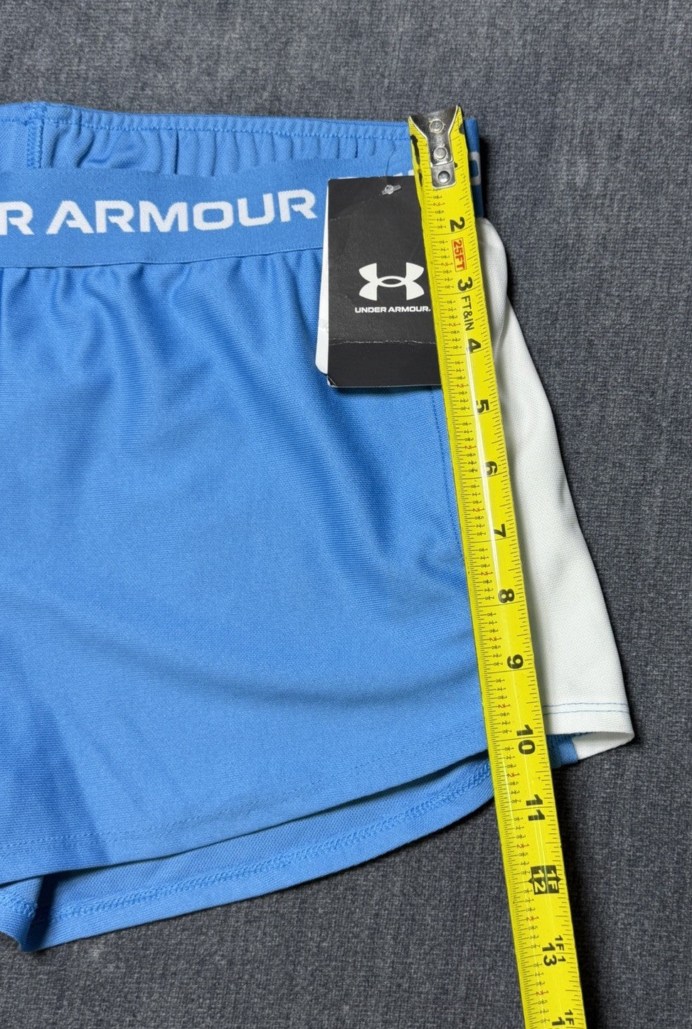 NWT Under Armour Tech Play Up Shorts Girls size YXL Ether Blue Drawstring