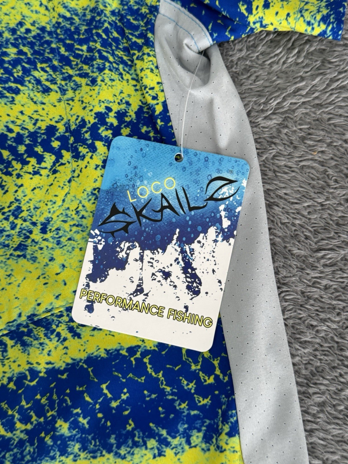 Loco Skailz Mens Blue Green Gray Print Fishing Shirt Size XXL NWT NEW