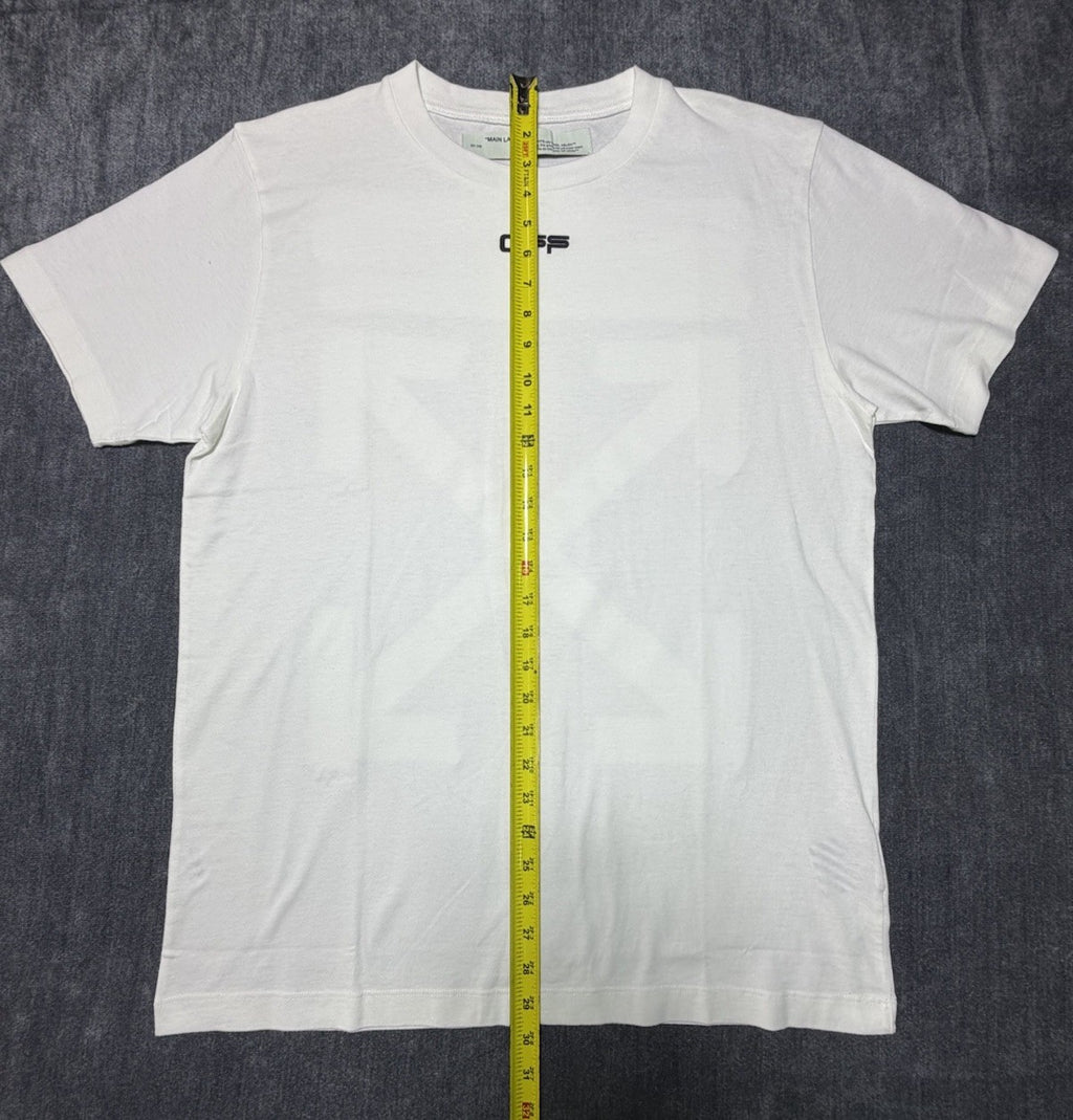 Off-White White Printed Cotton Crew Neck Oversized Size Large T-Shirt NEW