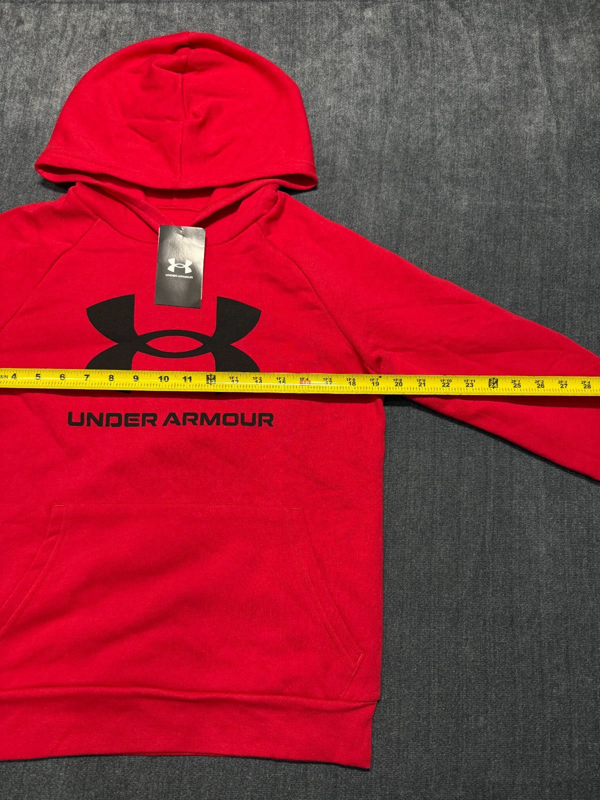 NWT Under Armour Rival Fleece Big Logo Hoodie Boys Large Racer Red Long Sleeve