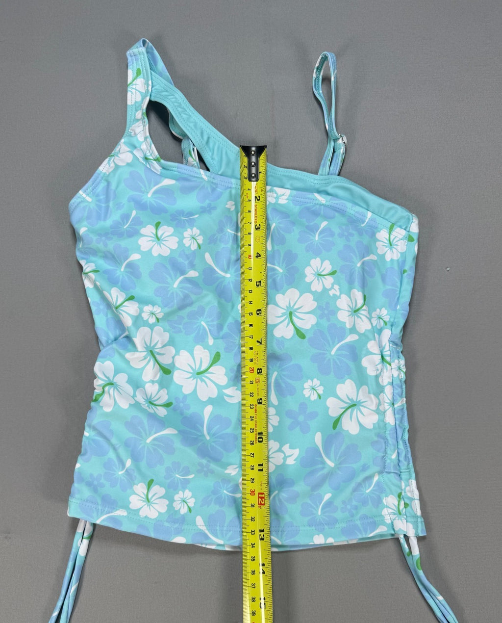 AGAPENG One Shoulder Two Piece Swimsuit Girls 9-10Y Blue Floral Print Tankini