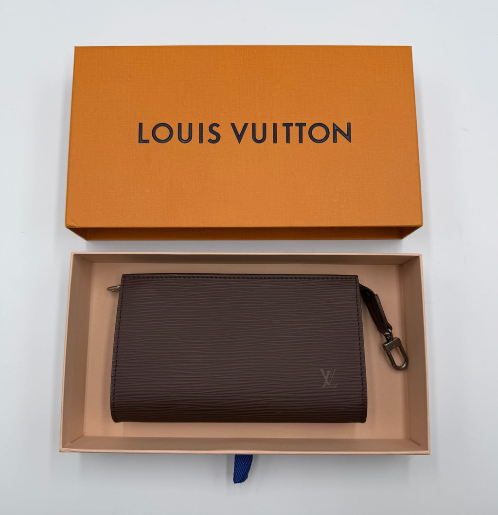 Authentic Louis Vuitton Brown Epi Leather Pochette Accessoires Bag Women's