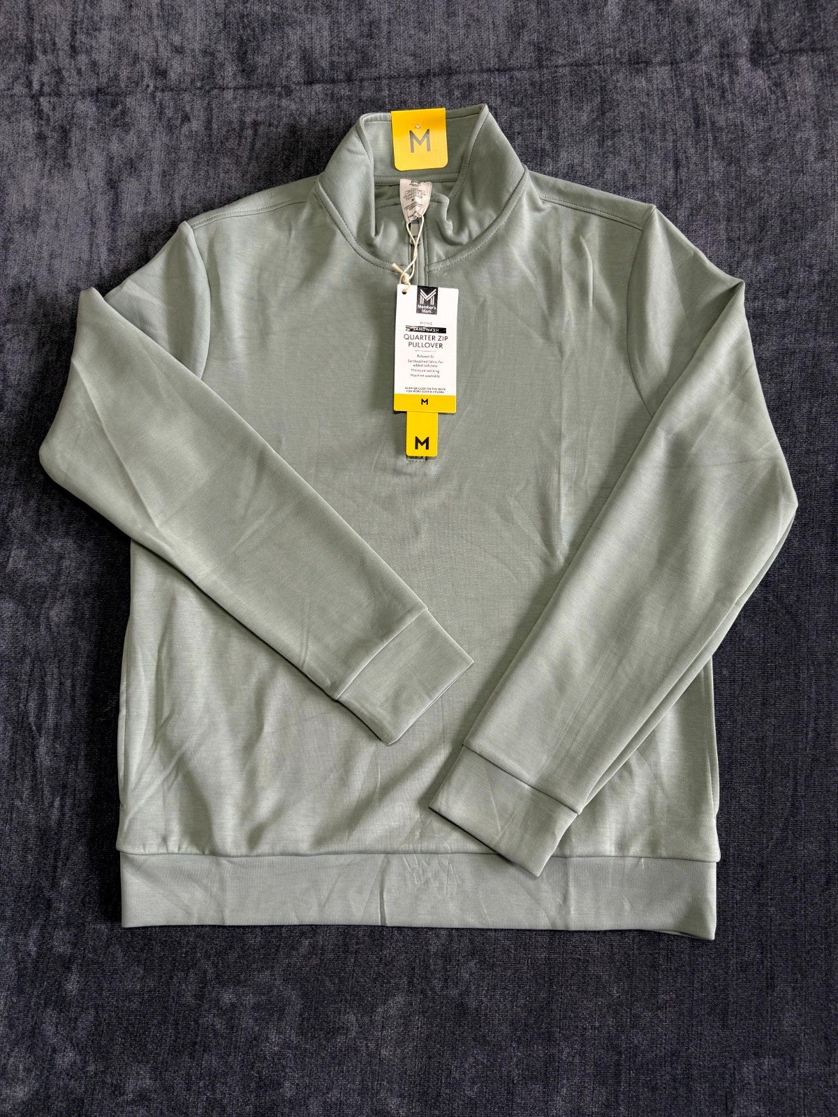 NWT Member's Mark Men’s Sandwash Quarter-Zip Pullover Sweatshirt Medium Green