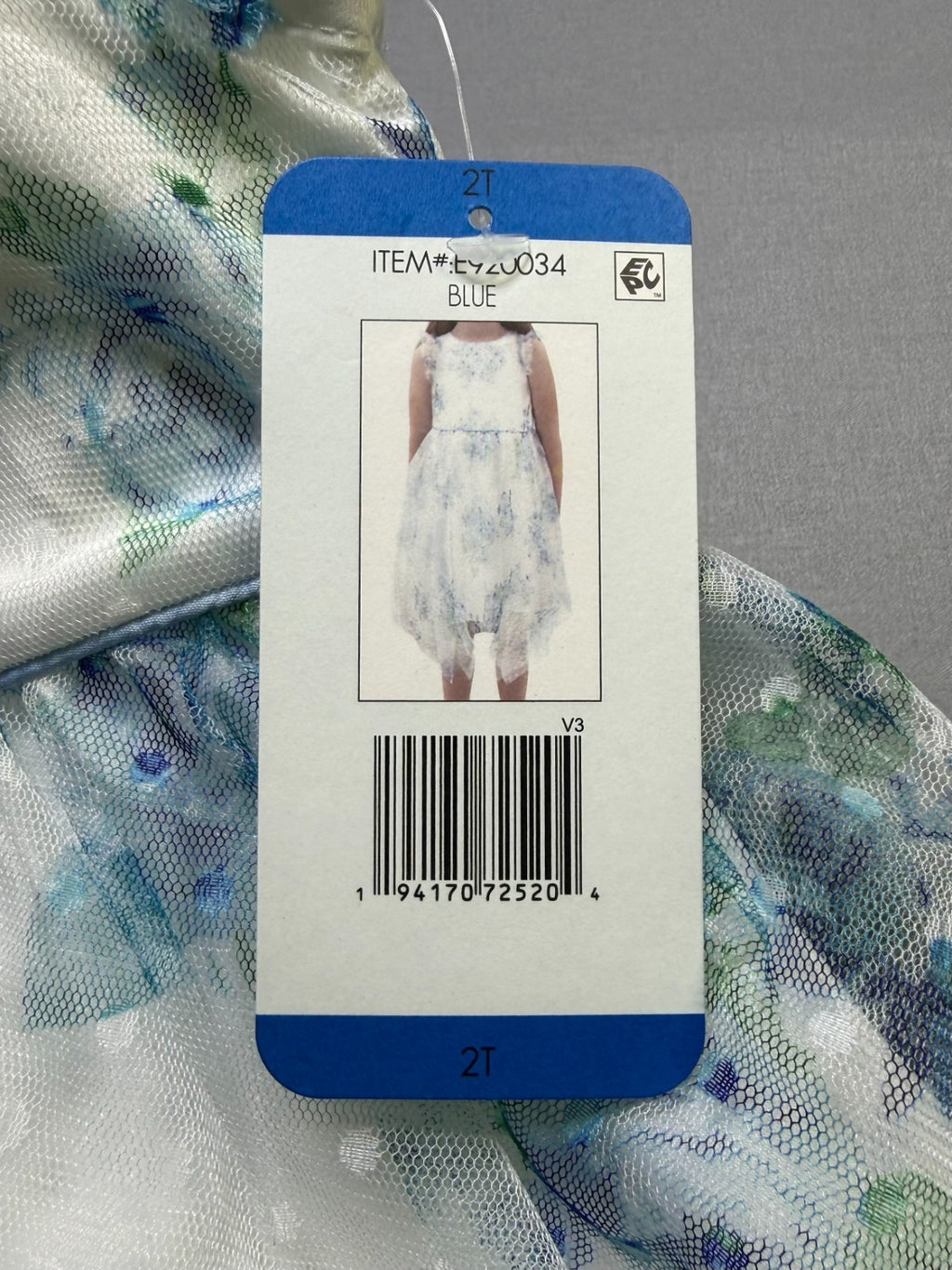 NWT Rare Editions Occasion Dress Toddler Girls 2T Blue Floral Boho Embroidered