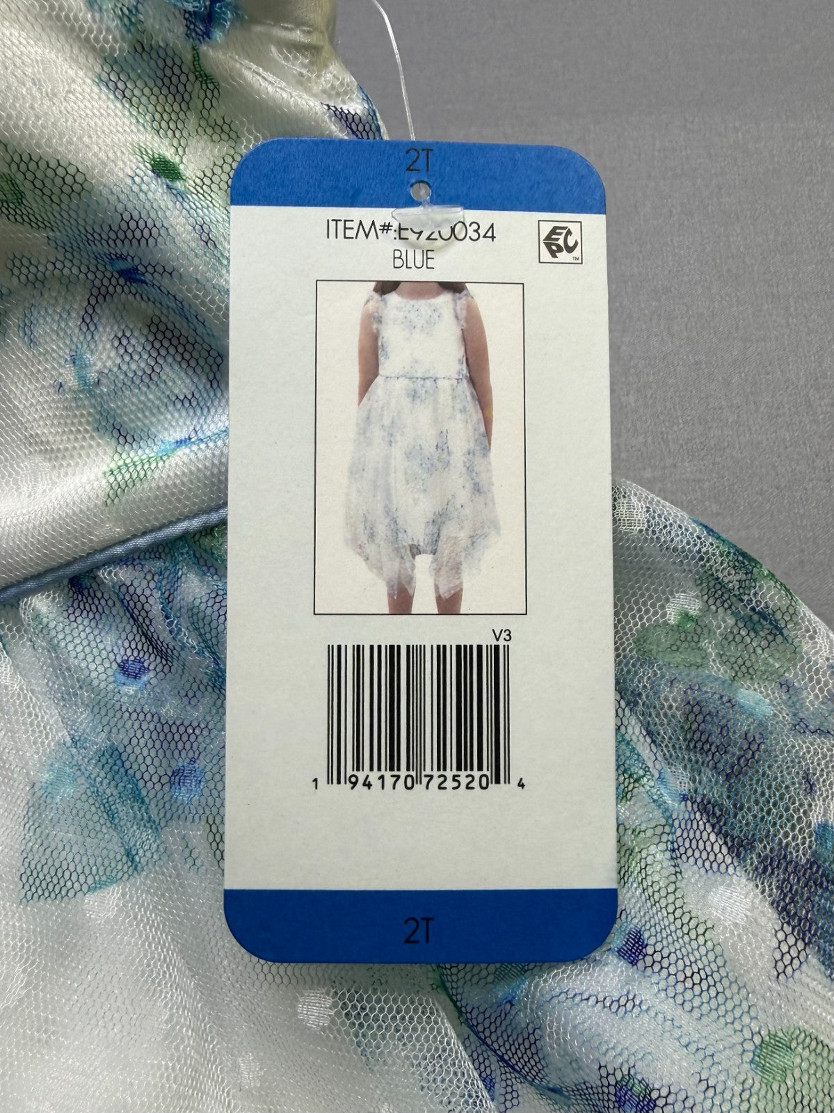 NWT Rare Editions Occasion Dress Toddler Girls 2T Blue Floral Boho Embroidered