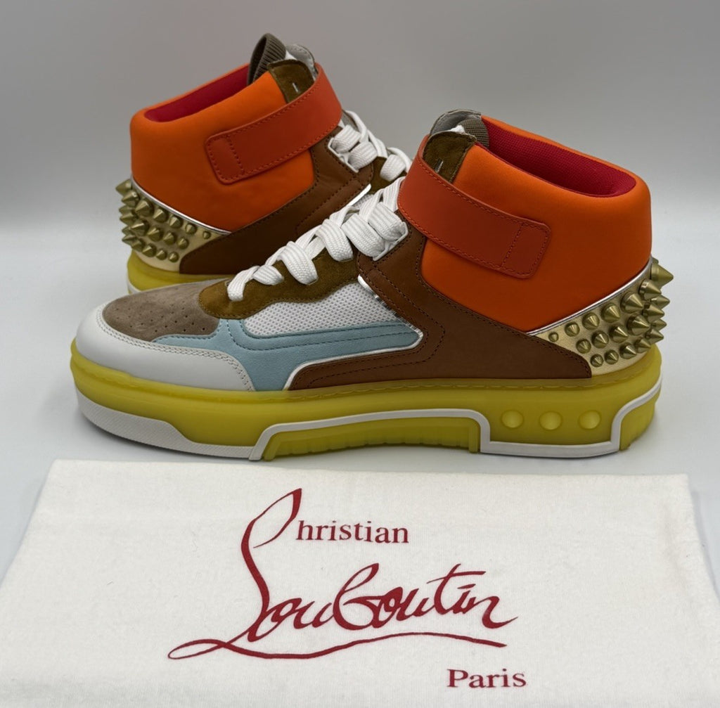 AUTHENTIC Christian Louboutin High Top Sneakers Red Sole Spikes Size 42 EU 9 US