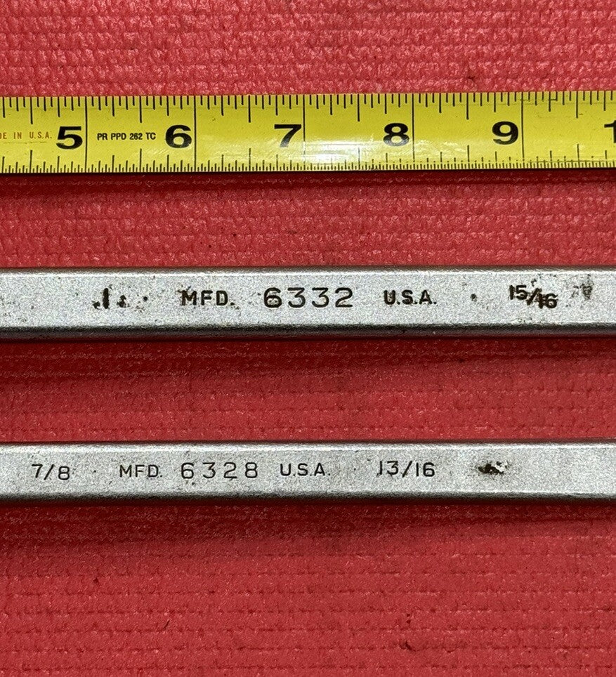 Vintage 2 PC Box Wrench SAE 1" X 15/16" & 7/8" X 13/16" Set 12PT Made in USA