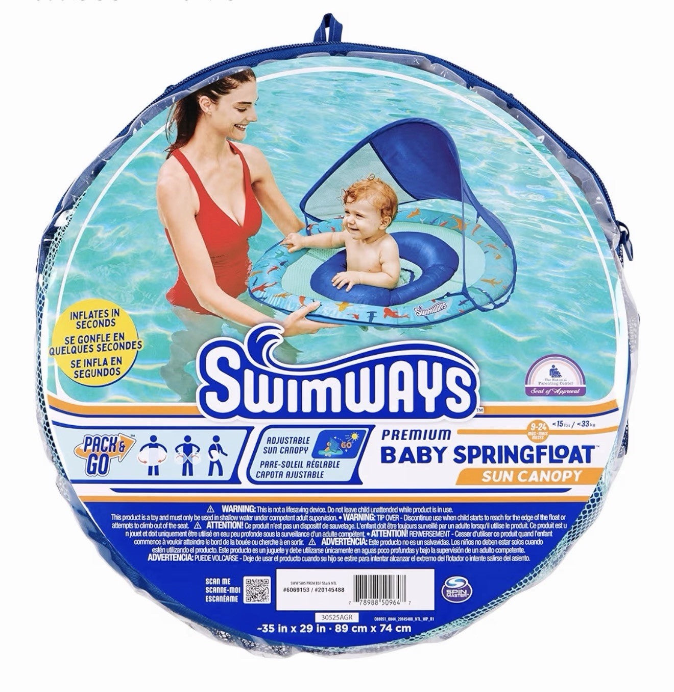 New SwimWays Baby Spring Float Sun Canopy Infant Toddler 9-24 Months Pool Float