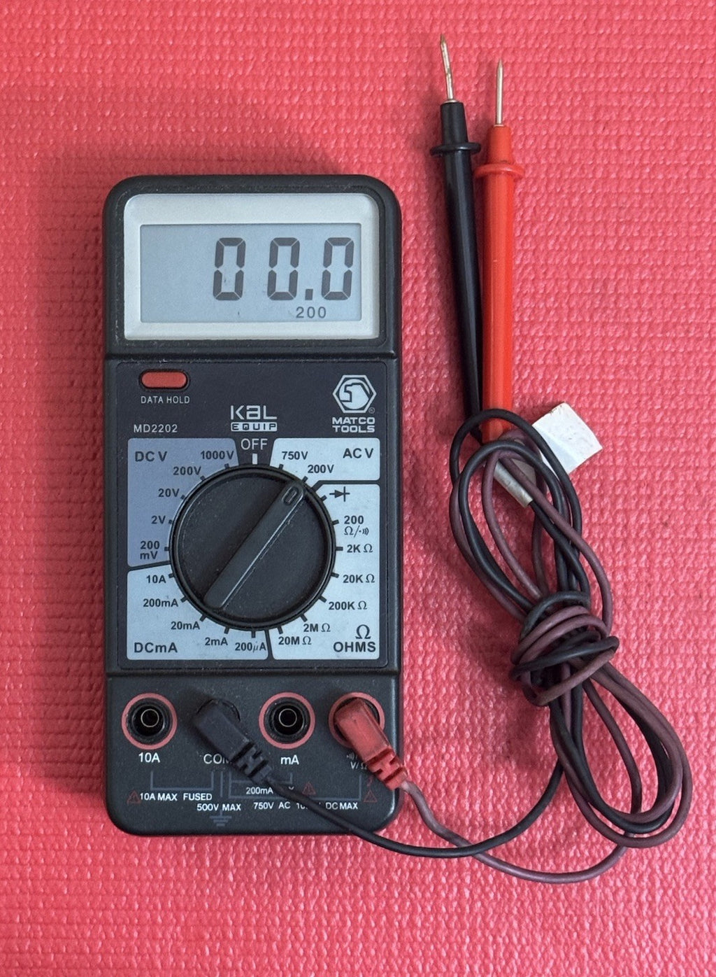Matco Tools MD2202 1000V 10A Advanced Portable Digital Multimeter Works Great