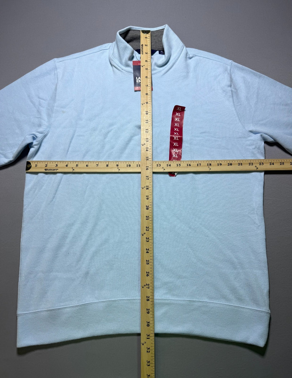 NWT Lands' End Quarter Zip Pullover Sweater Men XL Blue Long Sleeve Mock Neck