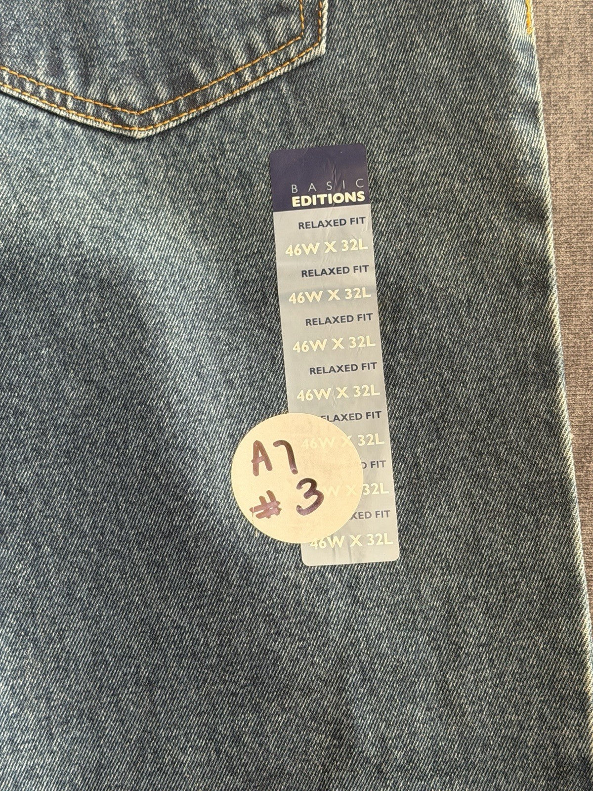 Basic Editions Relaxed Fit Men’s 46W X 32L Denim Blue Dark Jeans Classic NWT