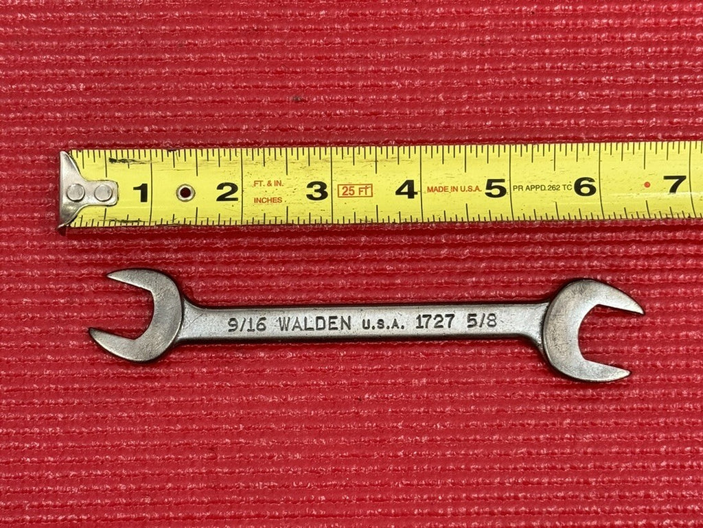 Vintage Rare Walden Tools 1727, 9/16" x 5/8" Open End Wrench Made in USA