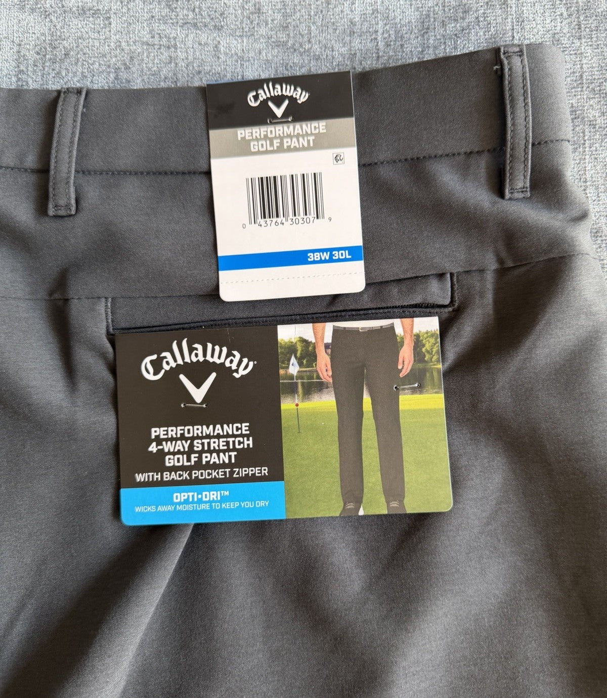 Callaway Opti-Dri Stretch Golf Pants Caviar Men's 38x30 Performance NWT