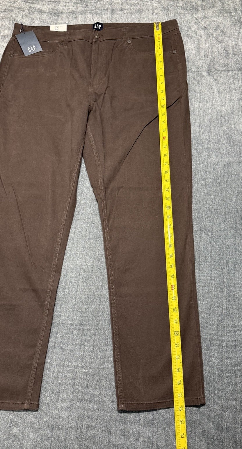 NWT Gap Slim Fit Stretch Twill Pants Men's 40x30 Brown Zip-Fly Classic 5-Pockets