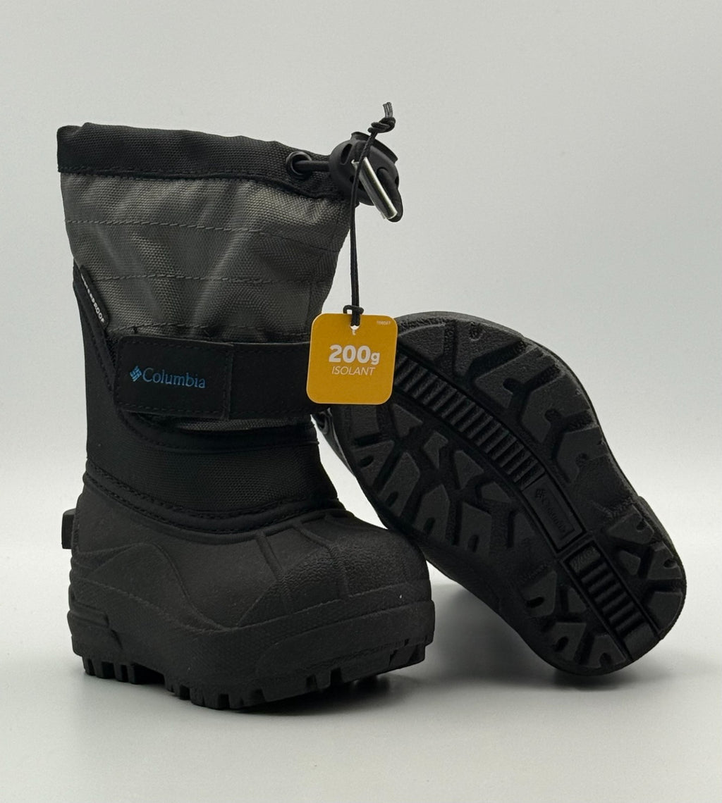 Columbia Powderbug Plus II Waterproof Snow Boots Toddler 4 Black Hook & Loop
