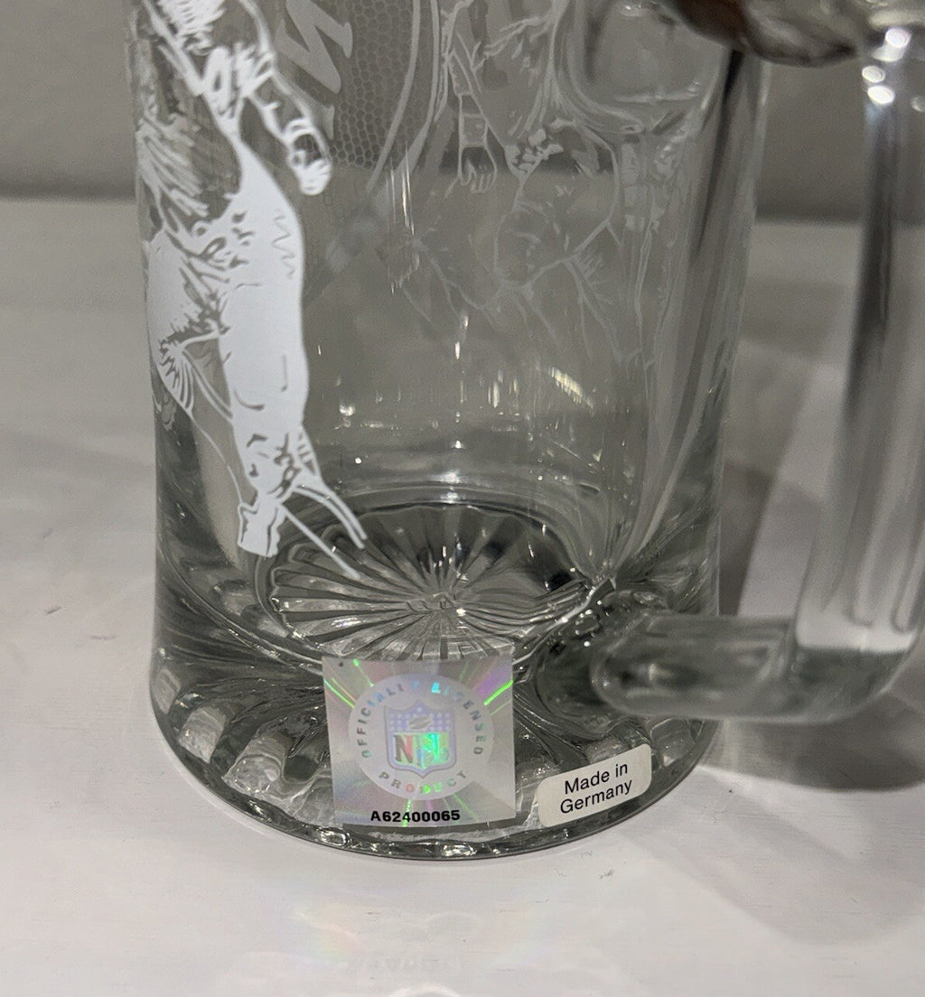 NFL National Football League Licensed Germany Bar Ware Etch Glass Beer Stein Mug
