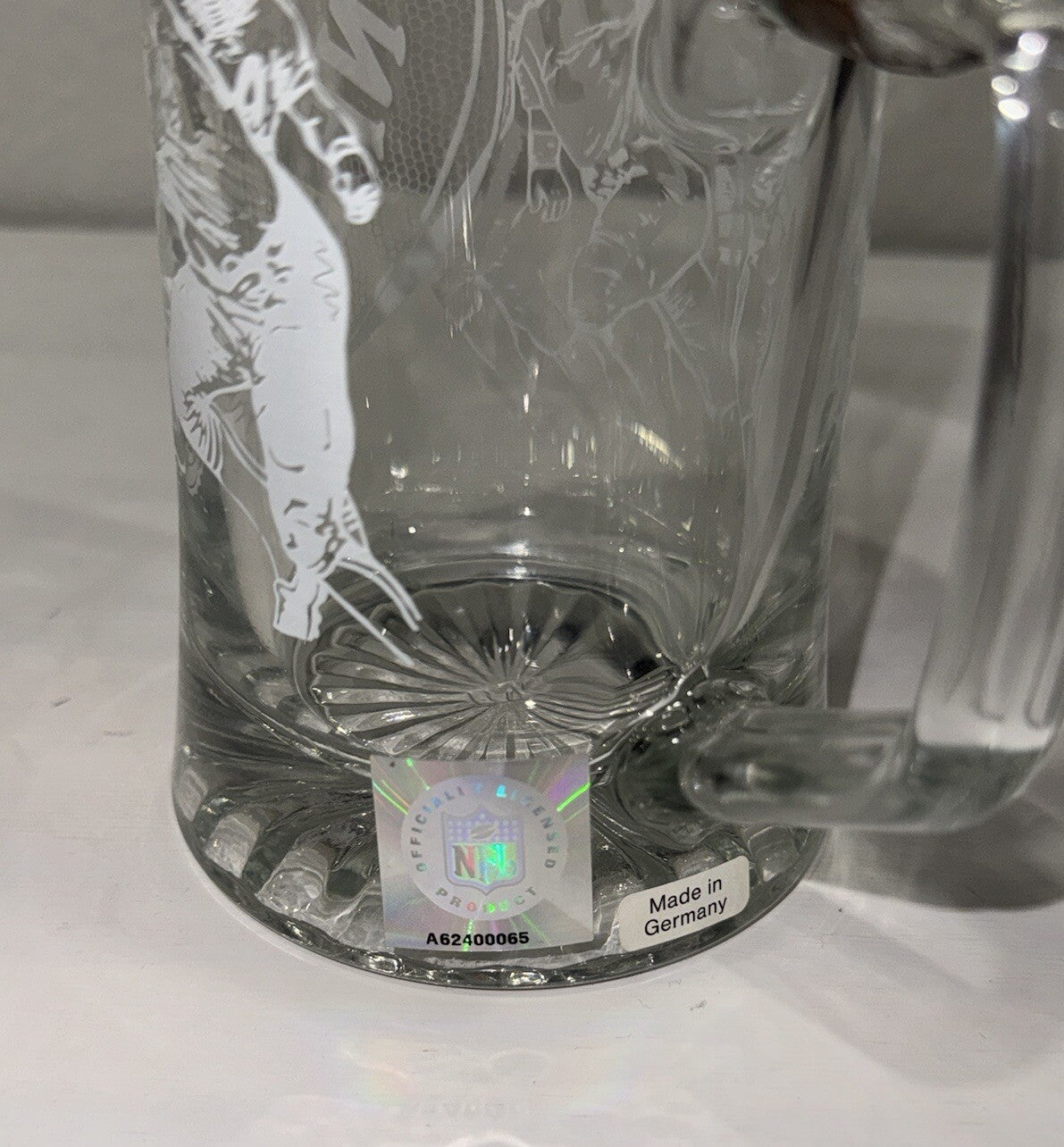 NFL National Football League Licensed Germany Bar Ware Etch Glass Beer Stein Mug