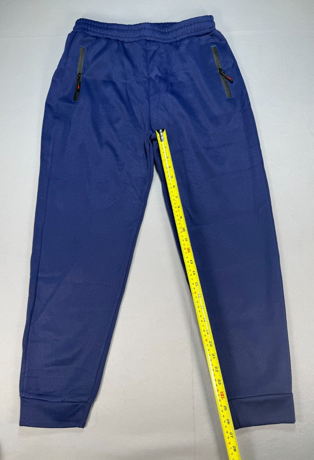 Men's Athletic Joggers Large Blue Zipper Pockets Gym Track Pants 100% Polyester