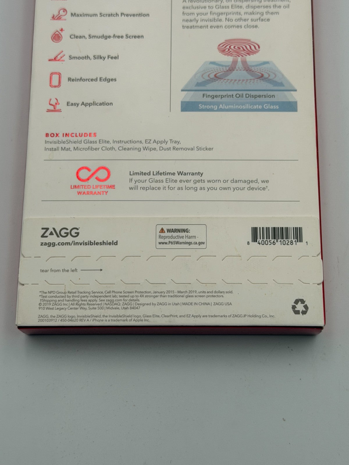 ZAGG InvisibleShield Glass Elite Smudge Free Screen Protector Apple iPhone X/Xs
