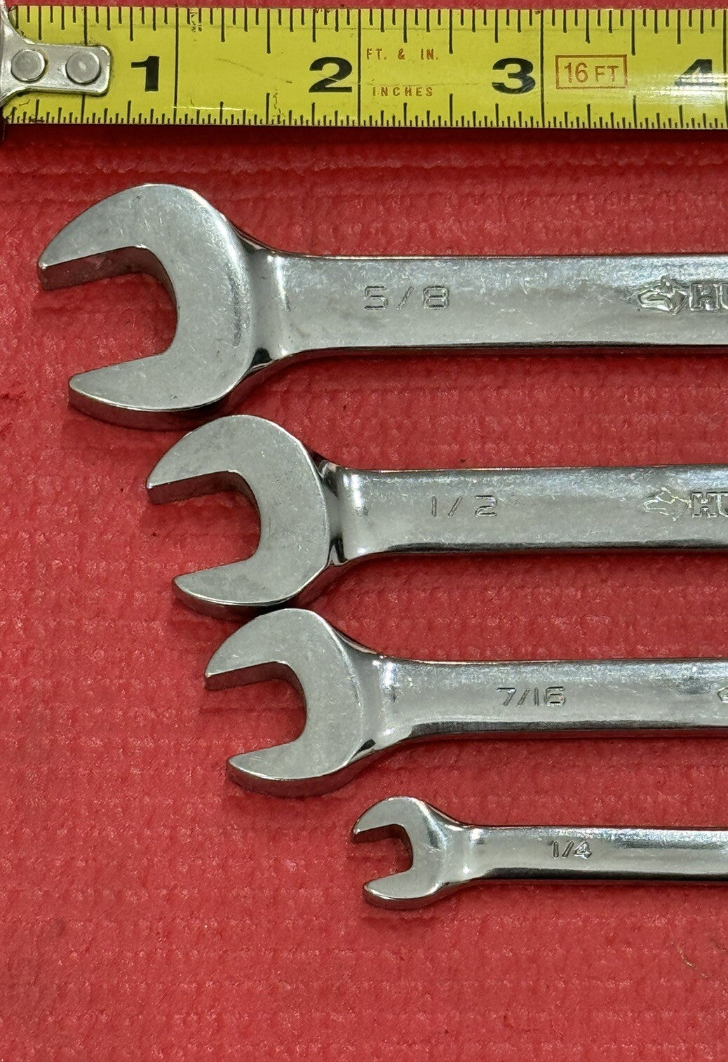 Vintage Husky Tools 4 PC SAE Ratcheting Combination Wrench Set 12PT