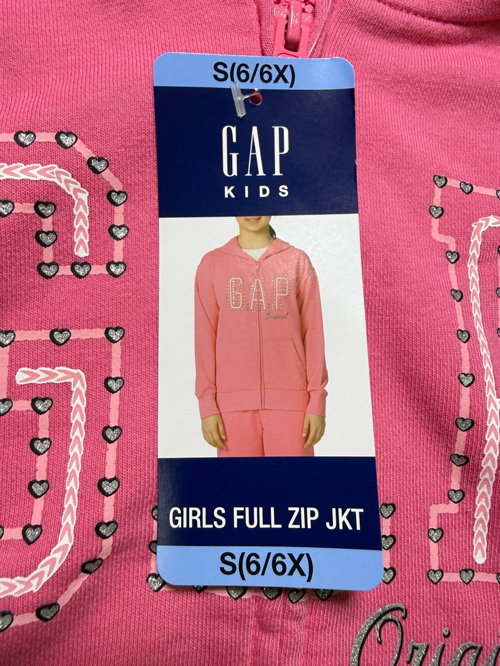 Gap Friendship Bracelet Design Full Zip Hoodie Girls Small (6/6X) Pink Preppy