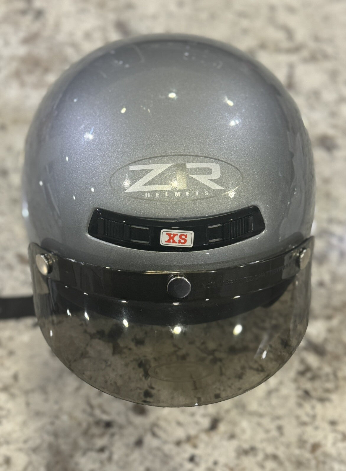 Z1R Open Face Helmet Gloss Silver, Unisex Size XS DOT Motorcycle Helmet NEW
