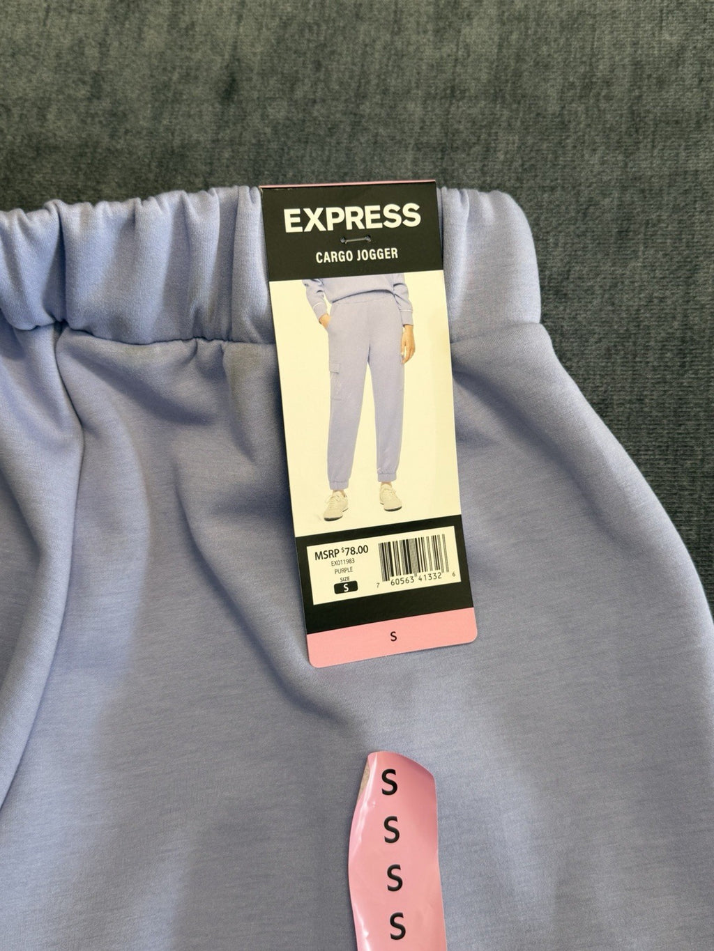 Express Cargo Joggers Women's Small Light Gray Elastic Waist Pull-On Classic