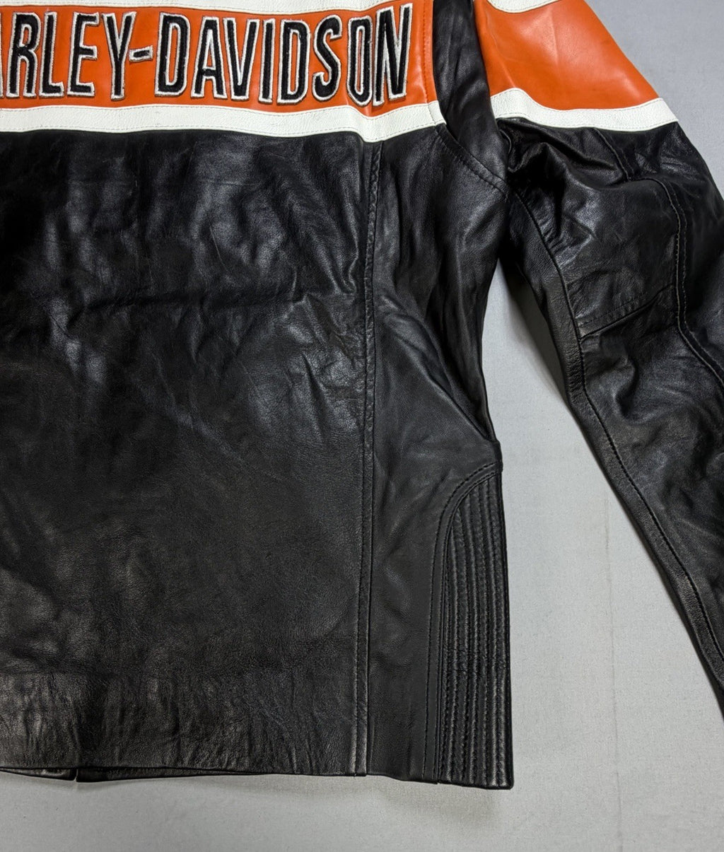 Real Leather Harley Davidson Embroidered Mens 2XS Motorcycle Biker Jacket