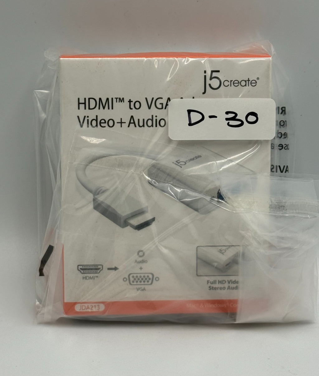 New J5create JDA213 White HDMI to VGA Adapter Video Audio Converter Mac Windows