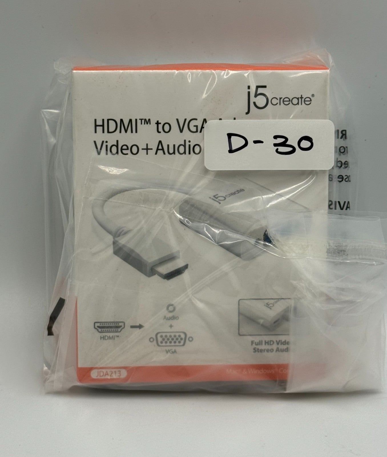 New J5create JDA213 White HDMI to VGA Adapter Video Audio Converter Mac Windows