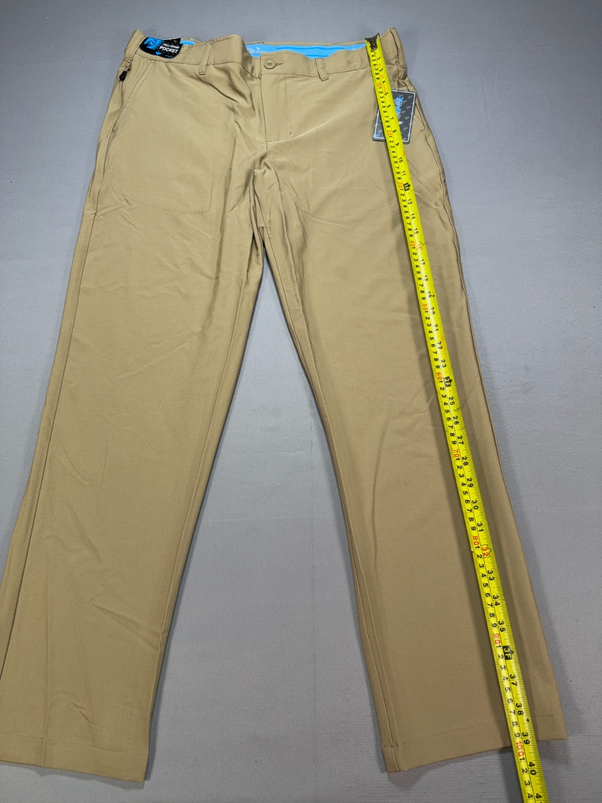 NWT Birdie Bound Golf Pants Men's 36X30 Beige Flat Front Lightweight Performance