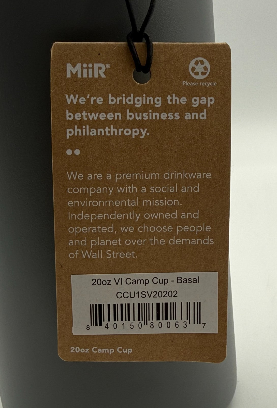 New MiiR Camp Cup Insulated Stainless Steel Mug Tumbler Gray Basal - 20oz