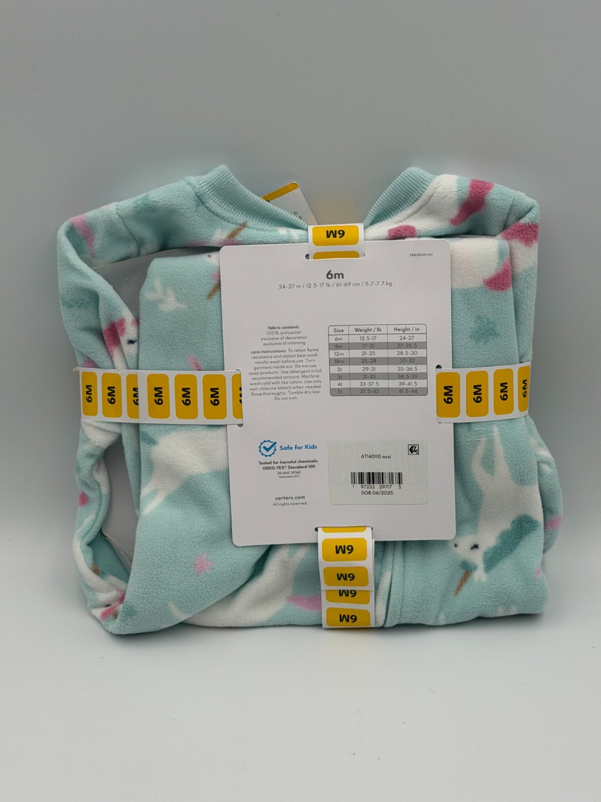 NWT Carter's Girls Soft & Warm 100% Polyester Fleece Footie Pajama Girls 6M Blue
