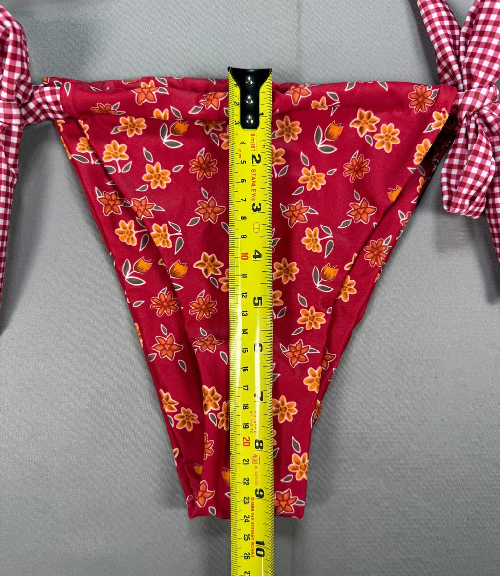 RoseSeek 2-Piece Floral Swimsuit Women's Large Orange Halter Triangle Bathing