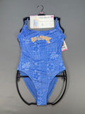 NWT Billabong One-Piece Swimsuit Women's Small Blue Logo Floral Spaghetti Strap