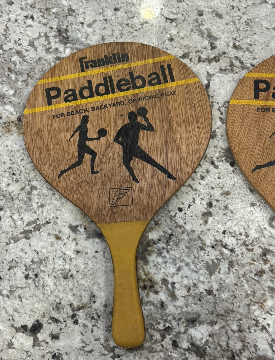Vintage Franklin Paddleball Paddles, Yellow for Beach, Backyard, or Picnic Play