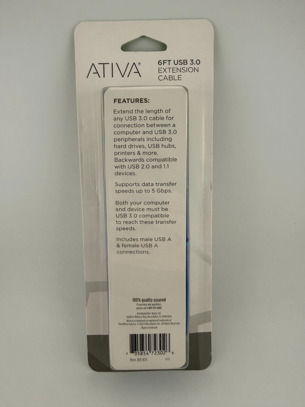 NEW Ativa 283-871 Blue USB-A Male to Female 1.83m PC 6ft USB 3.0 Extension Cable