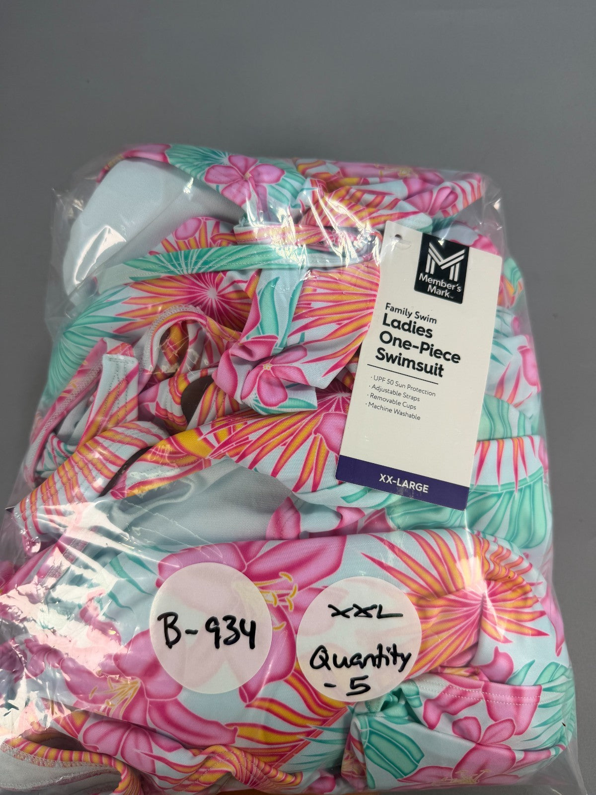 Member's Mark Adjustable Strap One-Piece Swimsuit Women's 2XL Multicolor Floral