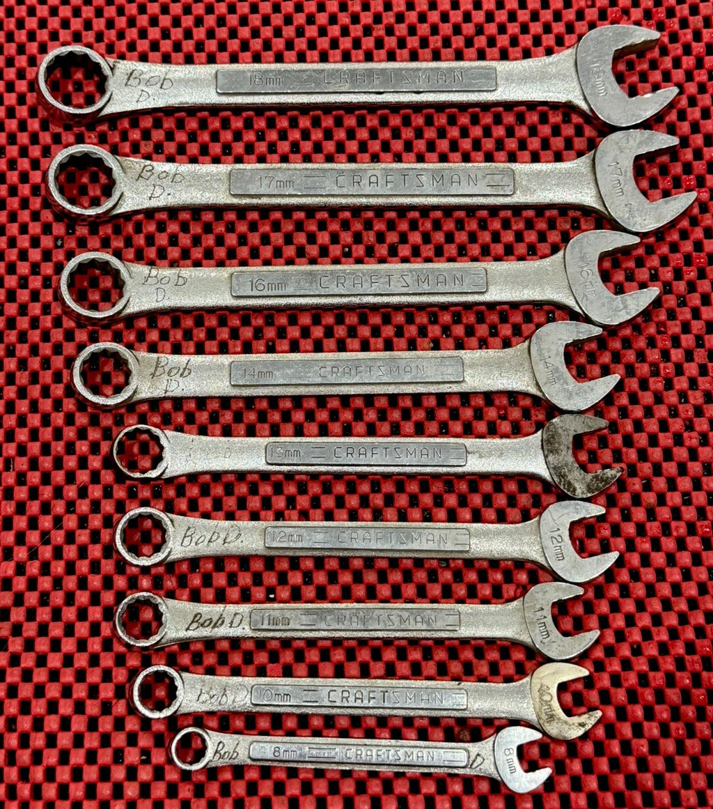 Vintage Craftsman Japan 9 Pc Combination Wrench Set 9-18mm Metric BF Molybdenum