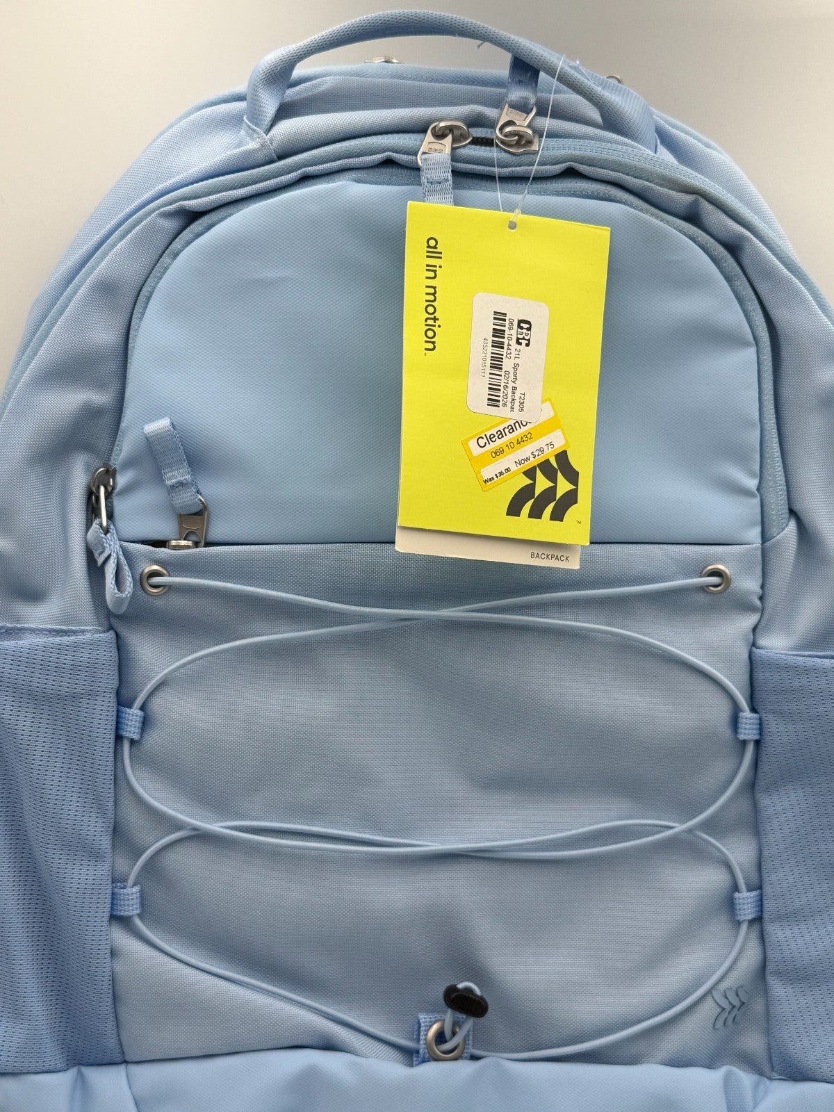 NWT All In Motion 21L Sporty Backpack Light Sky Blue Fits 15" Laptop School Bag