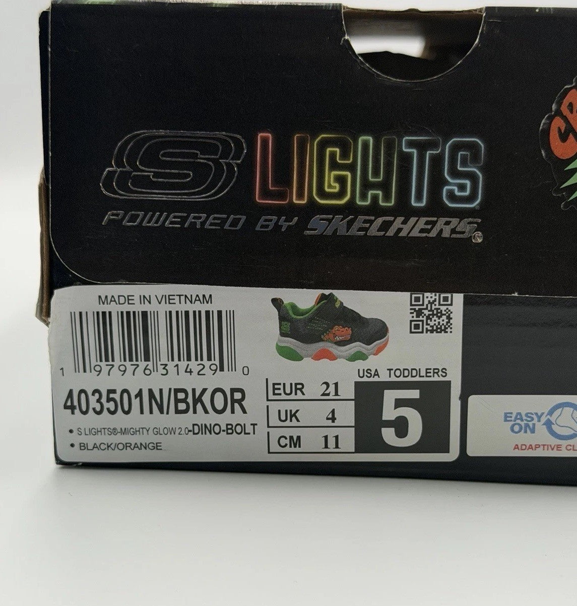 Skechers S Lights Mighty Glow 2.0-Dino Bolt Black Toddler Size 5 NEW WITH BOX